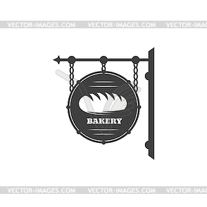 Bakery shop vintage signboard, dough bread store - vector clipart