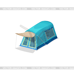 Tent with door and window camping house - vector image