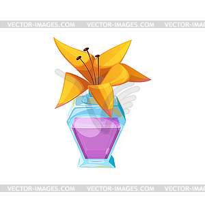 Mysterious witch potion bottle and flower - vector clipart / vector image