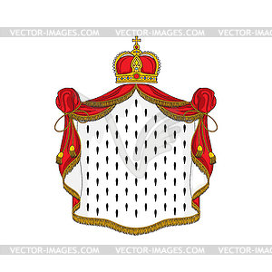 Golden crown and royal mantle of king or queen - vector clipart