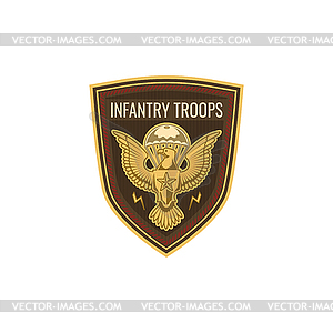 Infantry troops military chevron, squad with eagle - vector image