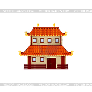 Chinatown building, retro Chinese house - royalty-free vector clipart