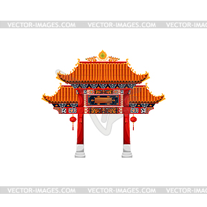 Entrance with roof Chinese gate building - vector image