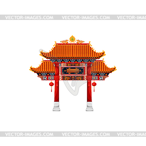 Entrance with roof Chinese gate building - vector image