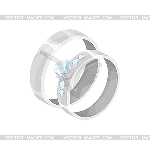 Pair of engagement rings with diamonds - vector clip art