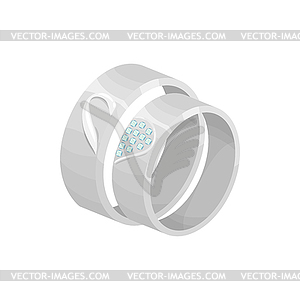 Wedding rings of palladium, white gold or silver - vector clipart