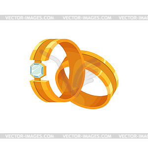 Пара обручальных колец, знак предложения помолвки - векторная графика
