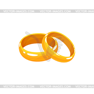 Golden wedding rings, engagement proposal symbol - vector image