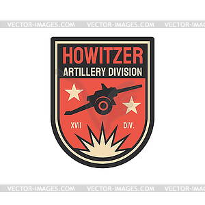 Artillery division military chevron with short gun - royalty-free vector clipart