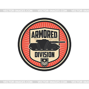 Military chevron with tank armed division - vector clipart