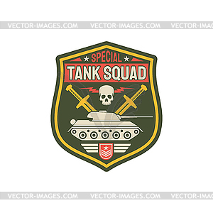 Special tank squad with heavy machinery and swords - vector clip art