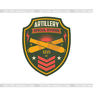 Military chevron artillery squid with bombs, sword - vector image