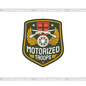 Troops of motorized infantry army insignia, rifle - vector clipart