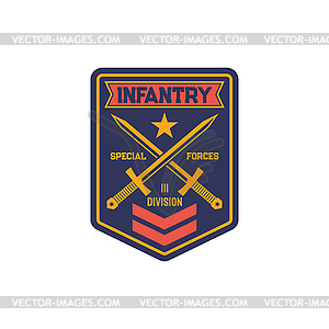 Infantry forces division, squad military chevron - vector image