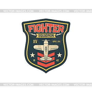 Fighter plane army chevron insignia aviation squad - vector image