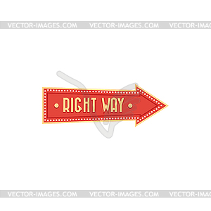 Arrow circus pointer pointing right way - vector clipart