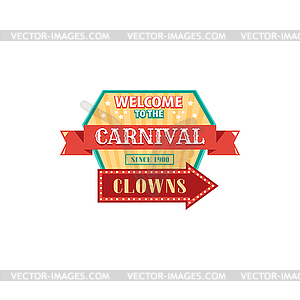 Circus carnival invitation, clowns at festival - vector image