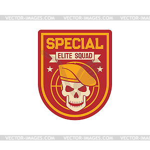 Maritime or aviation forces patch skull in beret - vector clip art