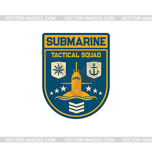 Submarine tactical squad with beacon tower anchor - vector image