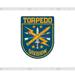 Maritime forces patch on uniform, torpedo division - vector image