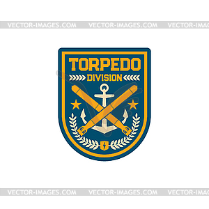 Torpedo division gunnery military chevron patch - vector clipart