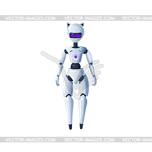 Female android robot in woman cyborg bot - vector clip art