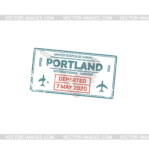 Stamp, passport travel visa USA America, Portland - vector clipart