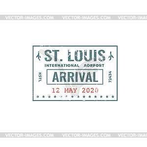 Passport stamp, travel visa, customs USA St Louis - vector clipart