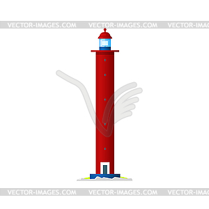 Red lighthouse icon nautical navigation tower sign - vector image