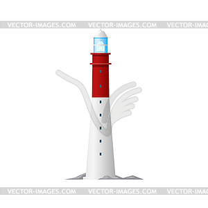 Lighthouse or beacon tower, nautical sea light - vector clip art