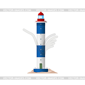 Lighthouse sea tower, nautical light house beacon - color vector clipart