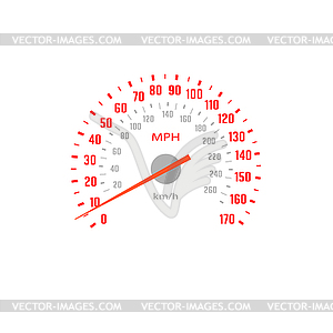 Speedometer, car gauge scale speed with mph dial - vector image