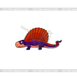 Cartoon Spinosaurus therapod dinosaur, spines back - vector clipart
