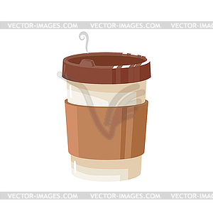 Coffee cup with lid hot tea drink icon - vector clip art