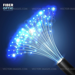 Fiber optics technology glowing cable background - vector clipart