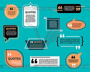 Quote bubble or box, message, comment, note icons - vector clipart