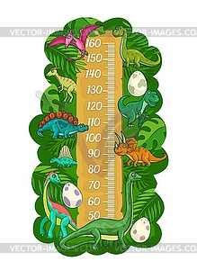 Диаграмма роста мультяшных детей, забавные динозавры, яйца - векторный клипарт