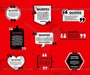 Quote bubble and box on red grunge background - vector clipart