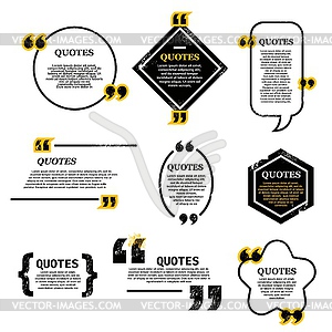 Quote bubble and box, blank layout templates set - vector EPS clipart