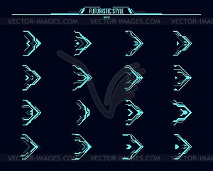 HUD arrows and futuristic navigation pointers, ui - color vector clipart