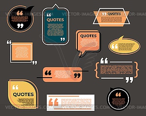 Quote bubble boxes, chat messages or comment notes - vector image