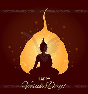 День Весак или Весак, Будда в лотосе и фонаре - векторный клипарт / векторное изображение