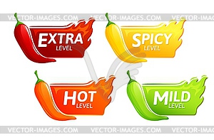 Spicy level hot chili pepper, cayenne, jalapeno - vector clipart / vector image