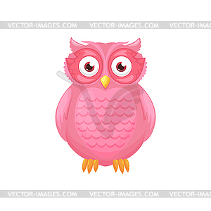 Pink owl symbol of wisdom cartoon bird - vector clipart
