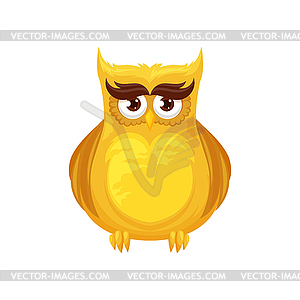 Owl wild bird cartoon fowl owlet, wings - vector image