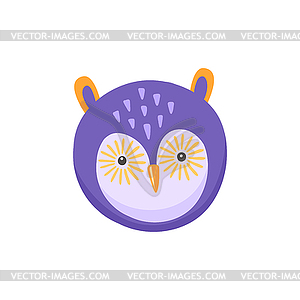 Owlet or owl face mask cartoon head icon - vector clip art