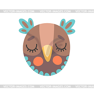 Sleeping owl with closed eyes face mask - vector clipart