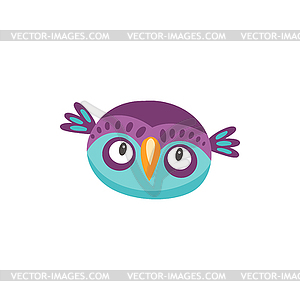 Eagle-owl funny face mask cartoon head - vector clip art