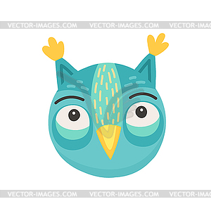 Cartoon eagle-owl smart bird, childish owlet fowl - vector image