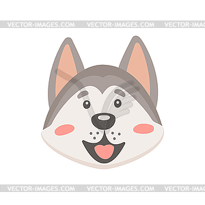 Husky malamute puppy dog head emoji mask - vector clipart